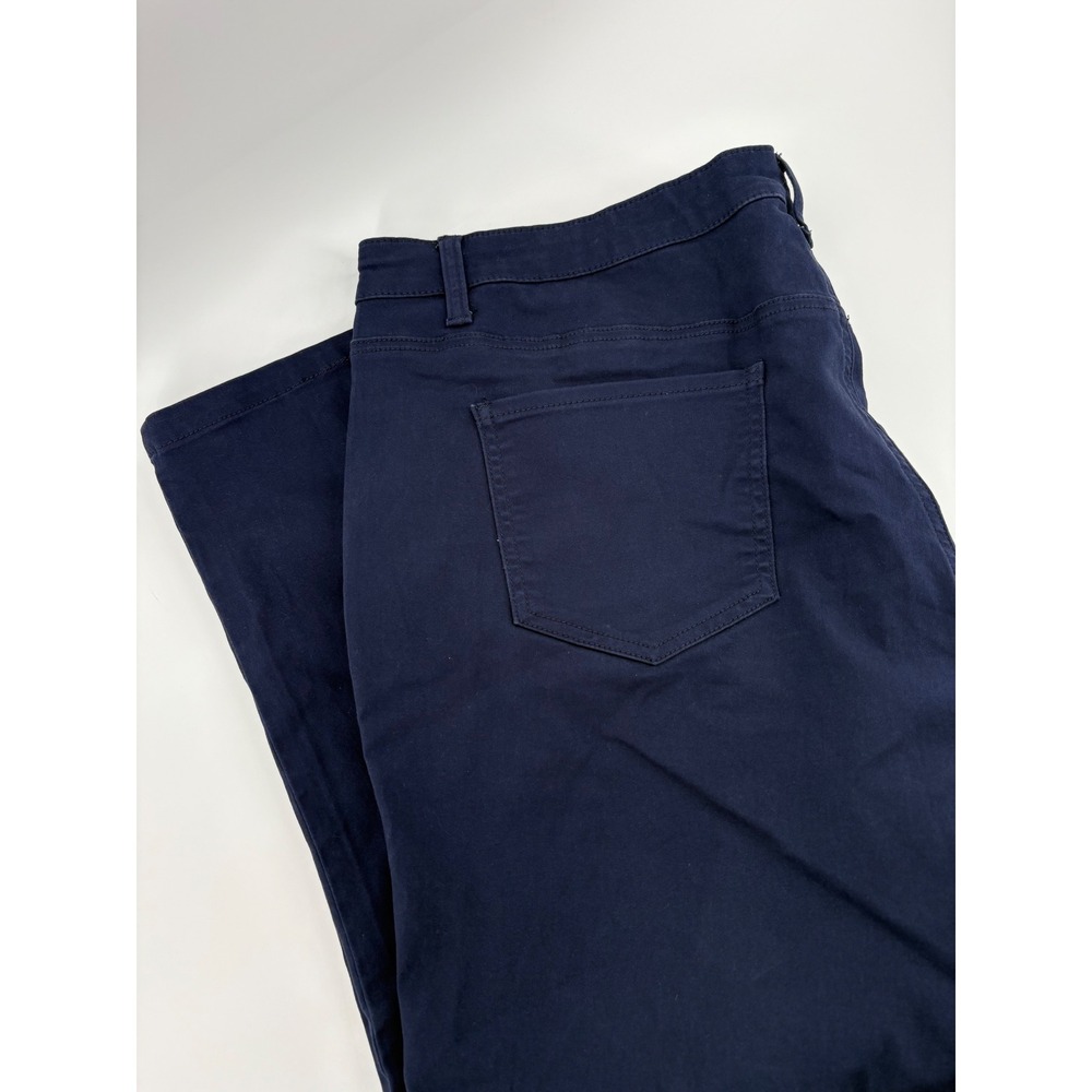Catherines Womens 26W Navy Blue Sateen Stretch Pants Straight Leg Casual‎